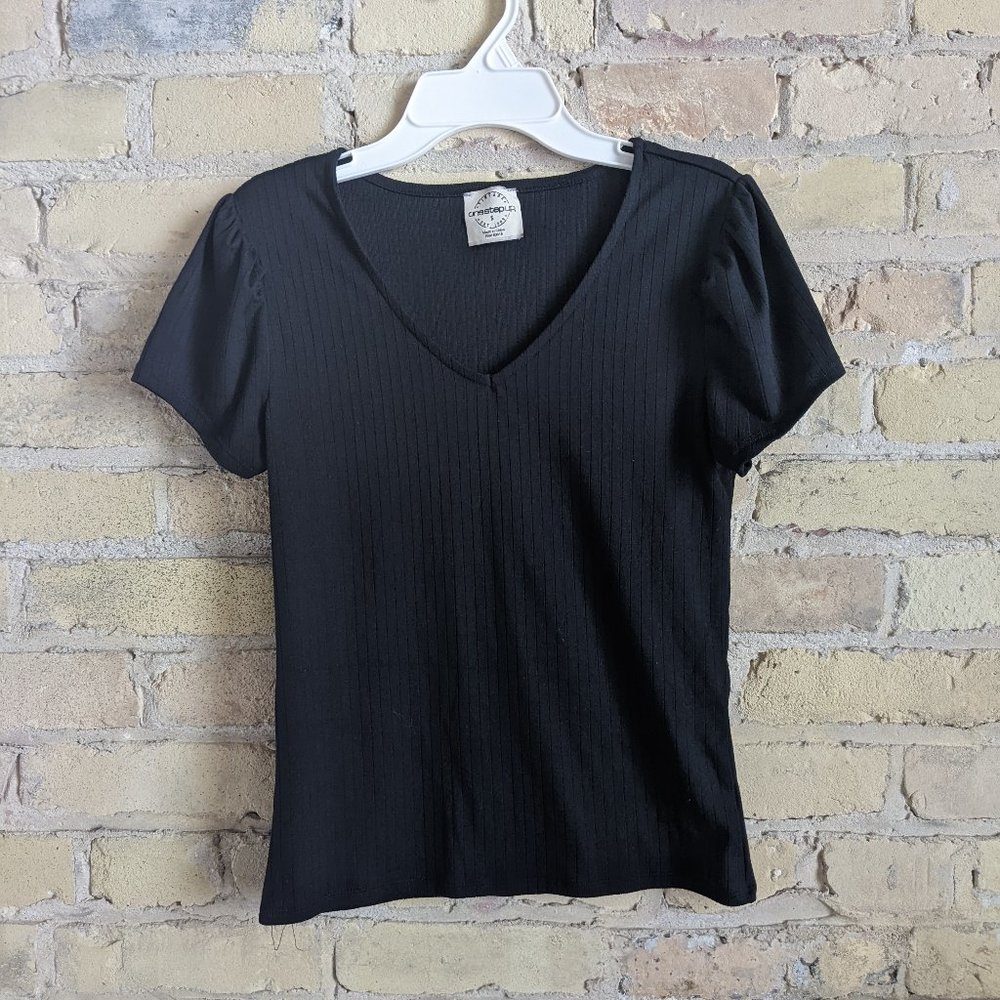 Blacked Ribbed Short Sleeve Tee